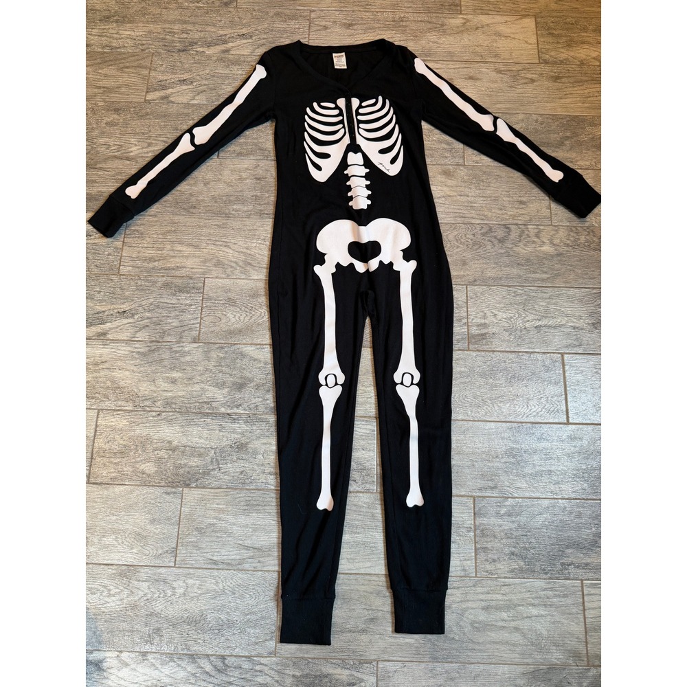 PINK Victoria's Secret Skeleton Pajamas Medium Thermal One Piece Romper Womens